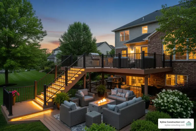 modern deck on suburban Ohio home - deck builders lancaster ohio