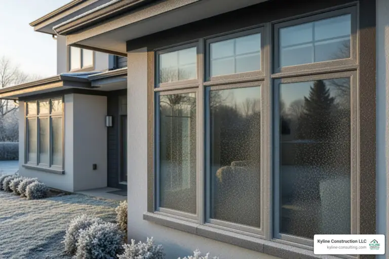 energy conserving windows on a modern Central Ohio home during frost