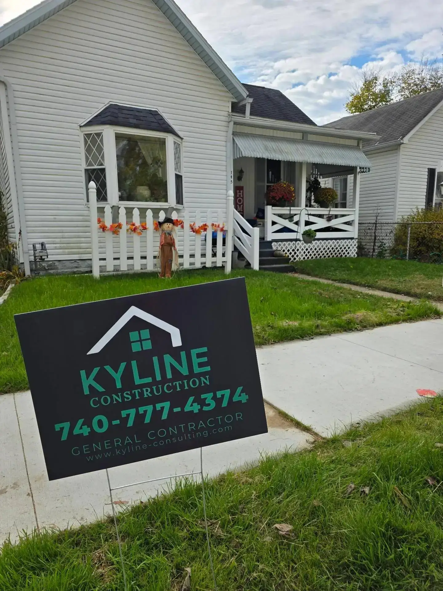Kyline Consulting yard sign in front of a Central Ohio home after completed exterior work
