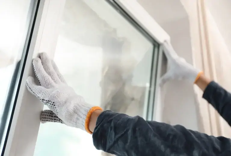 Kyline Construction installer safely positioning a casement window during installation